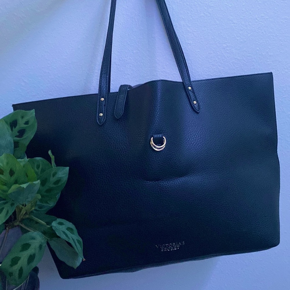 Black leather Victoria secret bag
